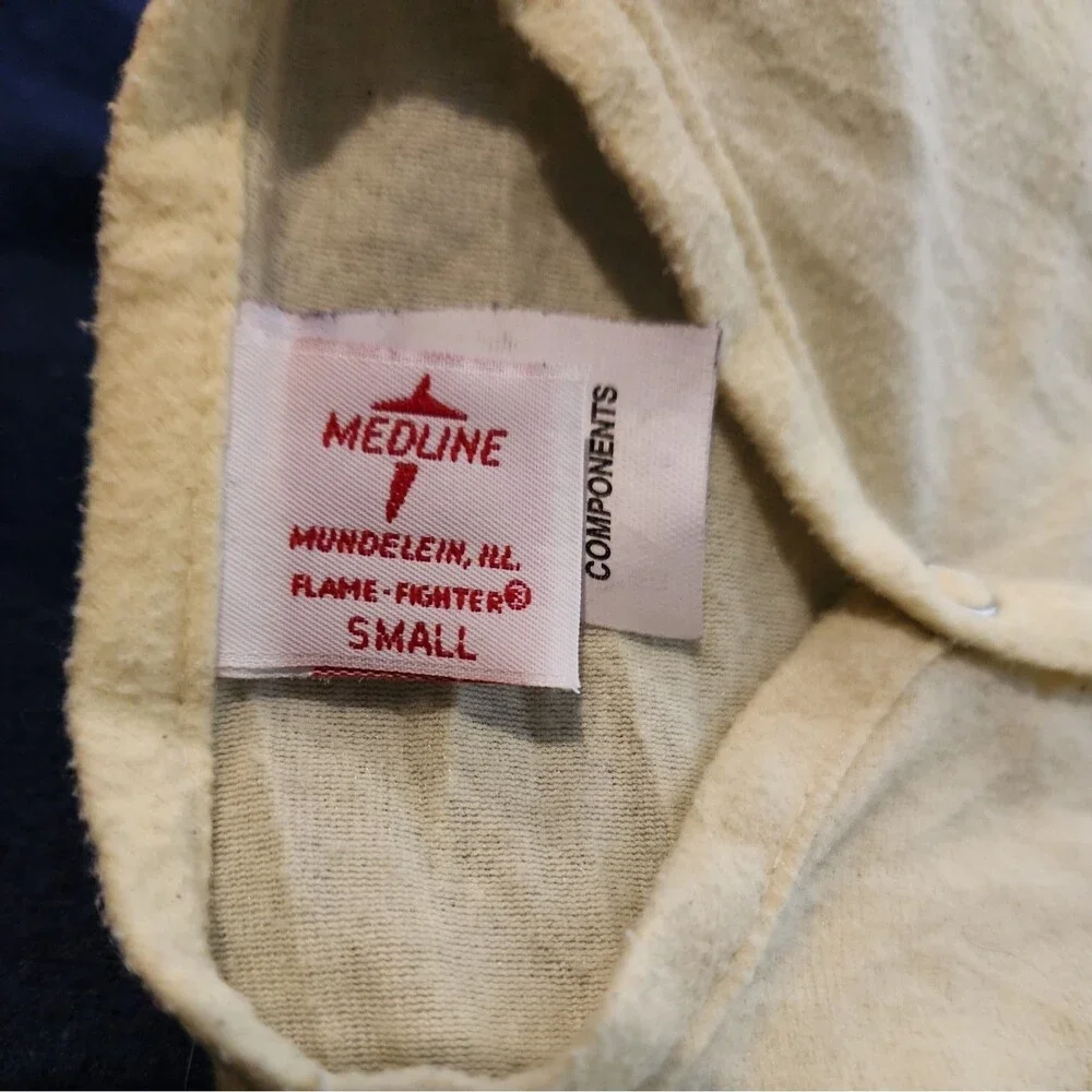 Vintage Medline Yellow Polyester Hospital Gown - Toddler Small - Front Snaps